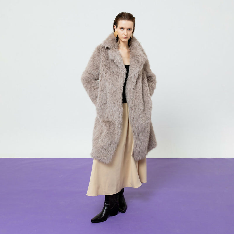 NICOLINE GREY FAUX FUR COAT OUTERWEAR 2