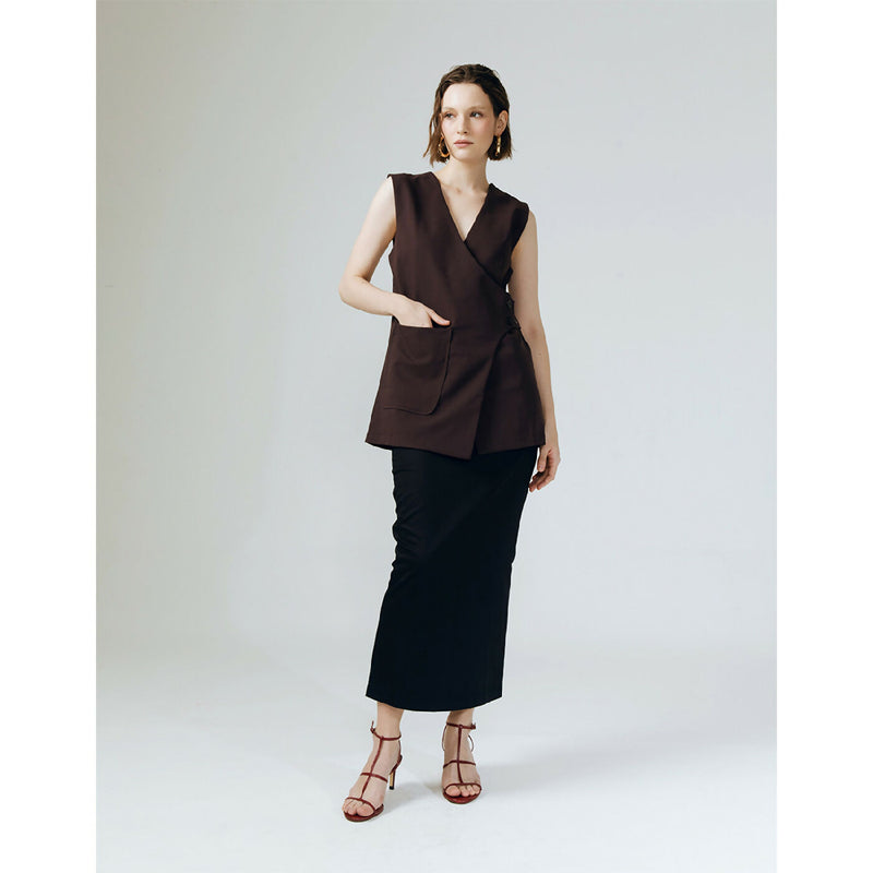 HELSEY DARK BROWN LOOSE VEST