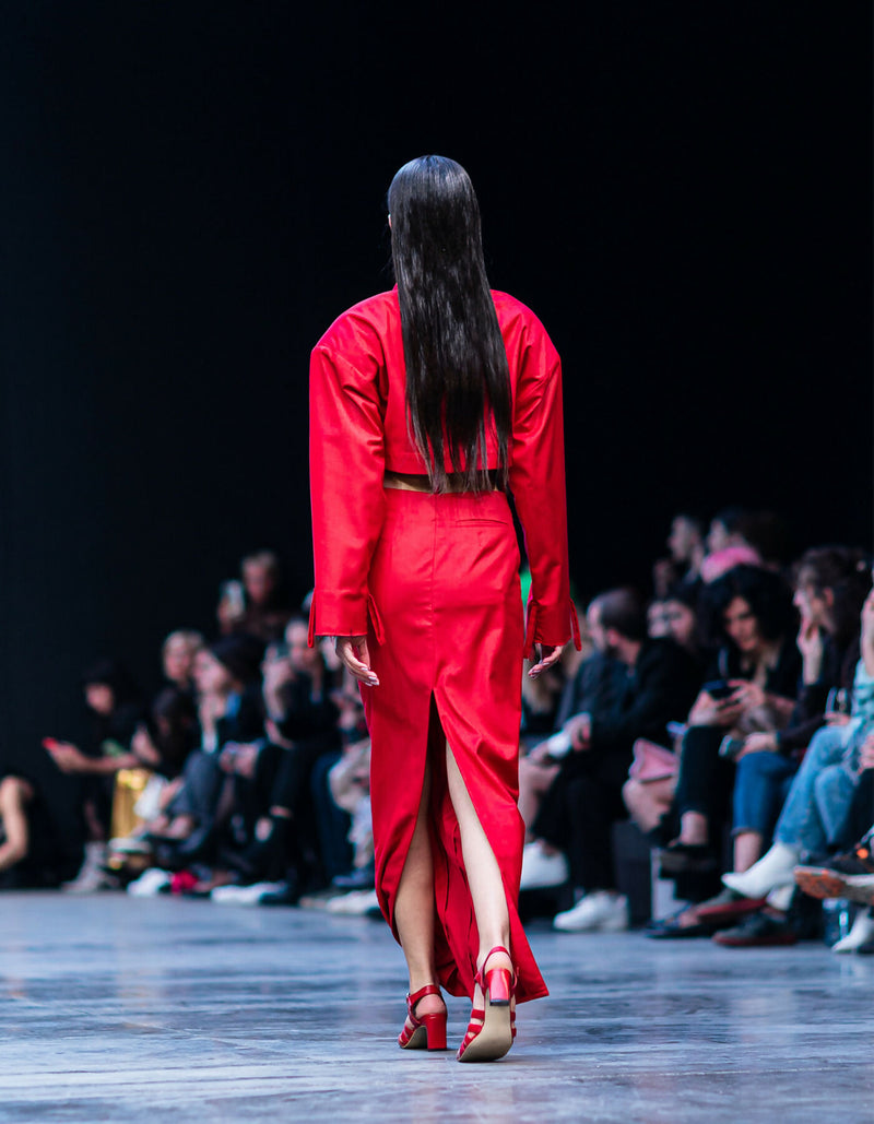 Red maxi skirt