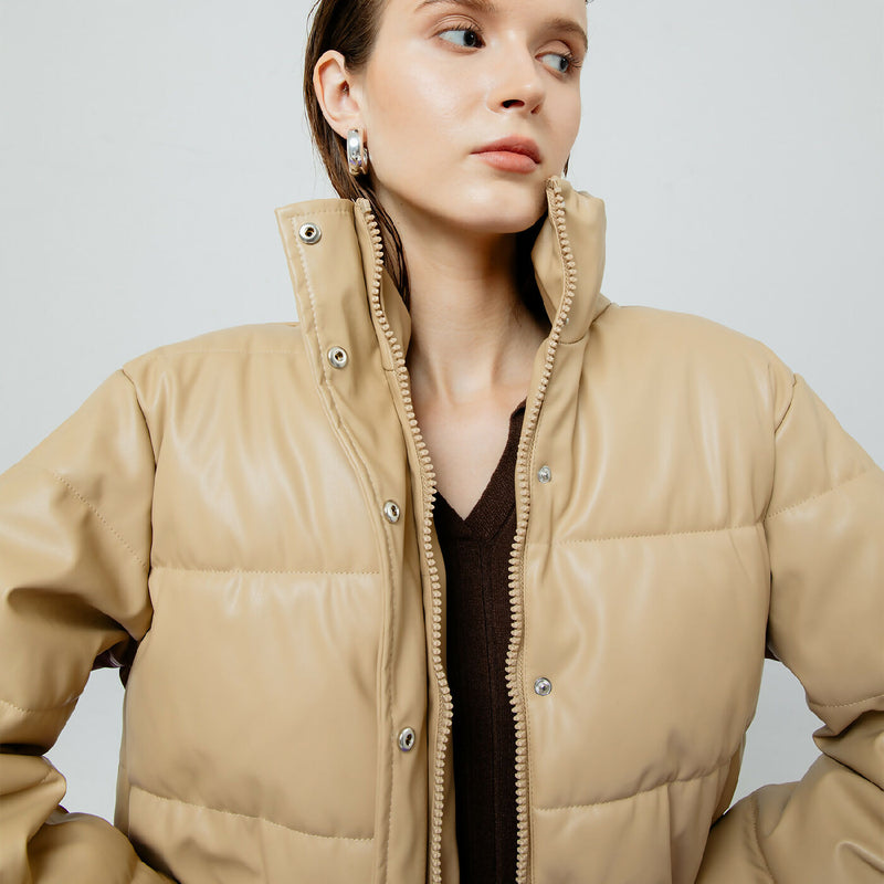 LYRA QUILTED CREME LEATHER JACKET 1