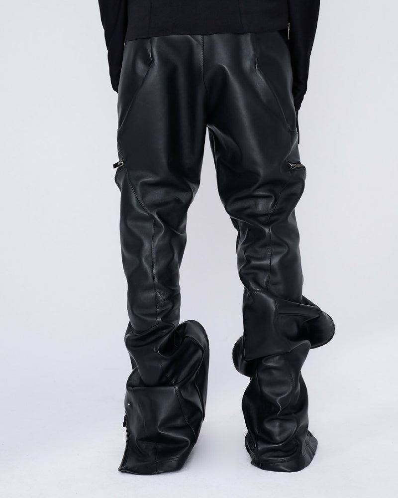 Men Leather Zipped Pants