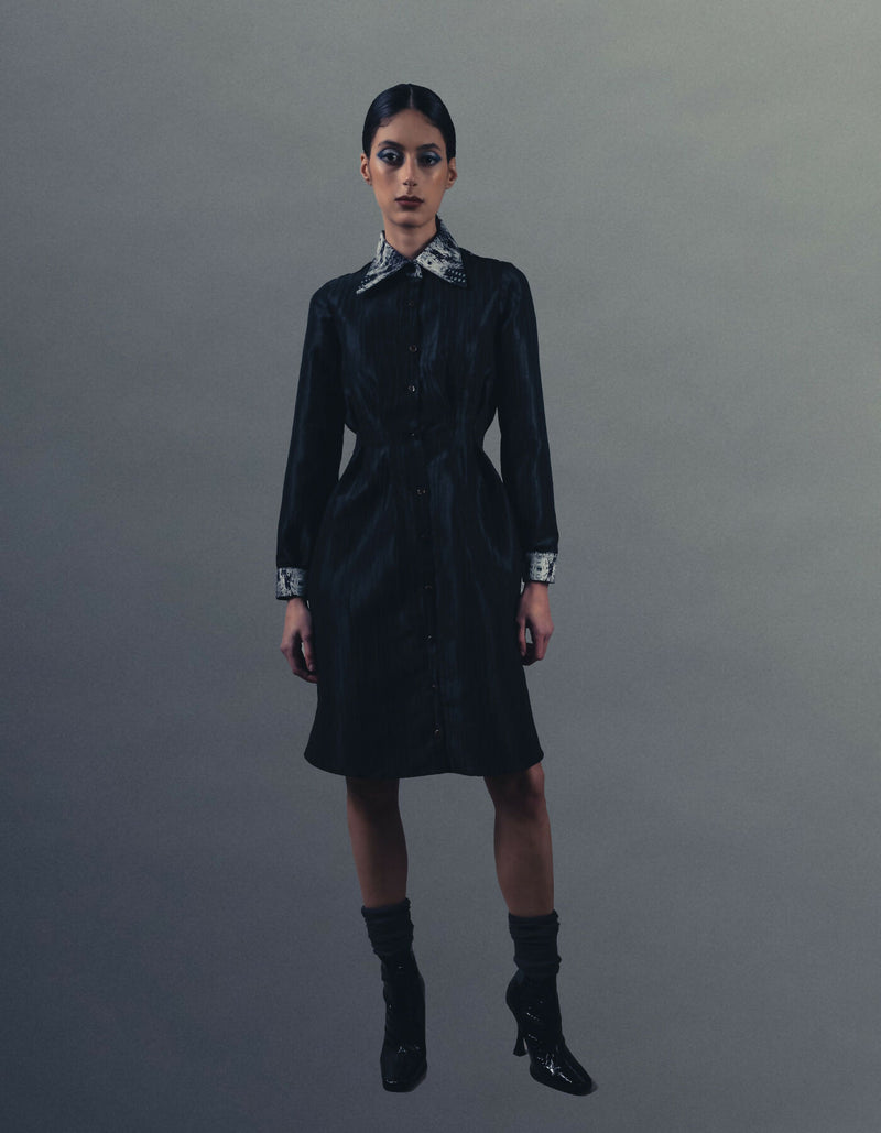 Jacquard shirt x-line dress