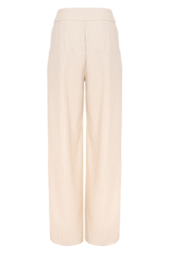 BEIGE TROUSERS WITH STRIPES AND GOLD BUTTONS