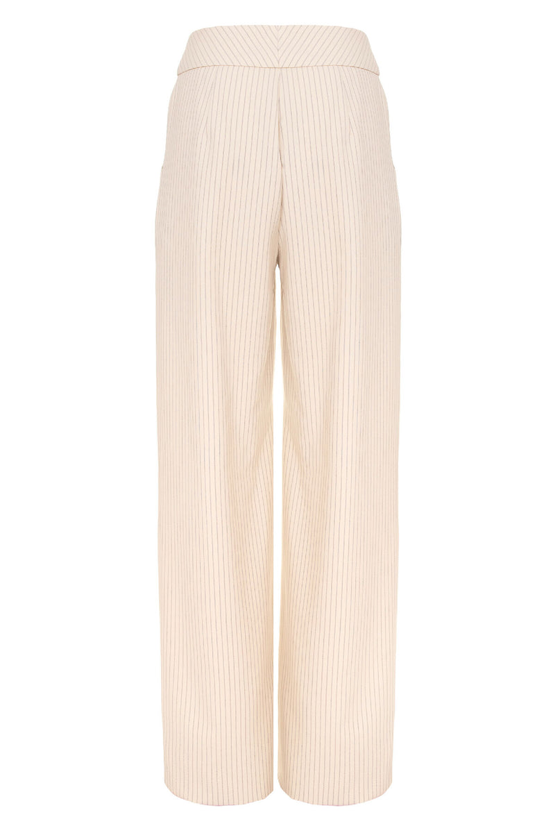 BEIGE TROUSERS WITH STRIPES AND GOLD BUTTONS