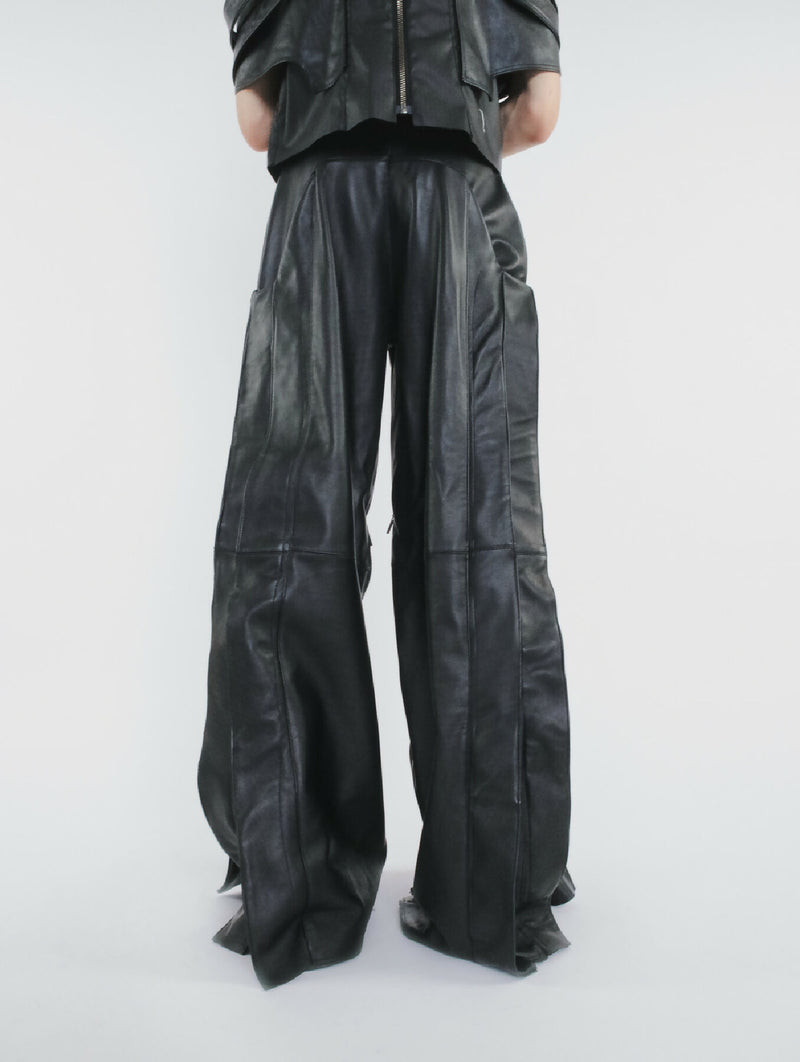 Men Leather Fringed Pants