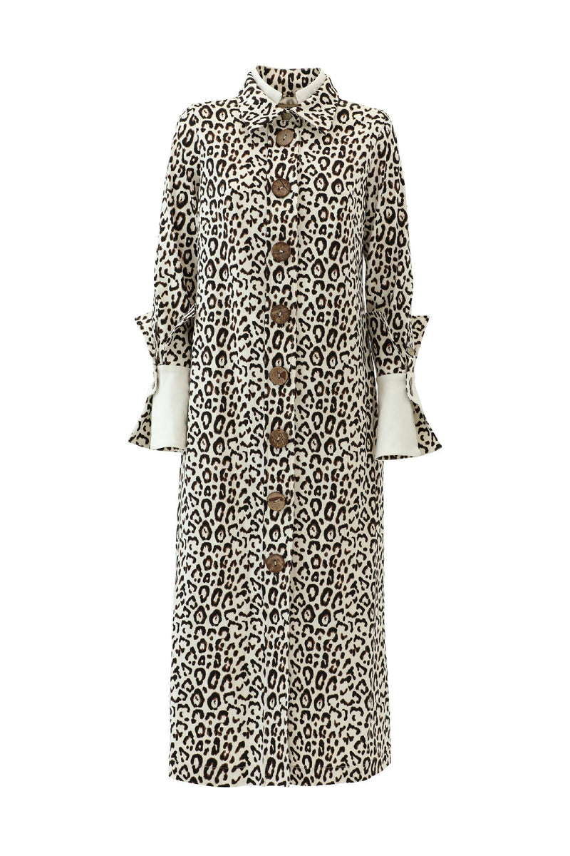 Leopard Print Midi Shirt Dress