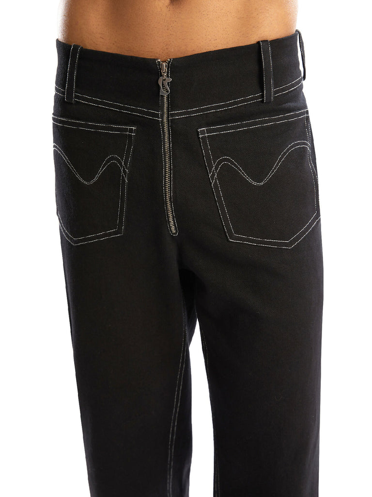 Black denim trouser with front patch pocket