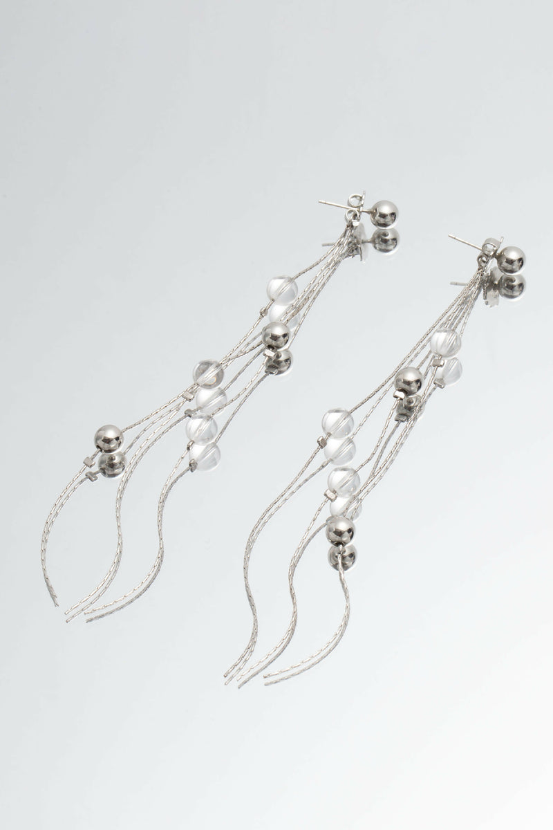 Crystal and Silver Bead Drop Earrings