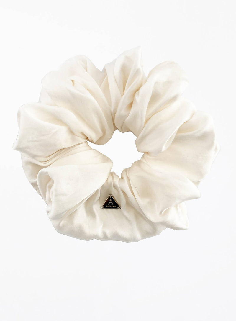 Luciana Oversized Silk Scrunchie - Cream