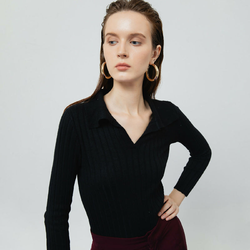 VESPER BLACK RIBBED KNIT TOP 6