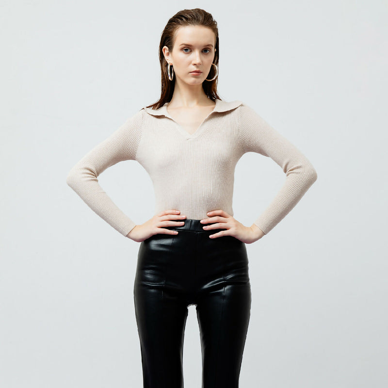 VESPER CREME RIBBED KNIT TOP 10