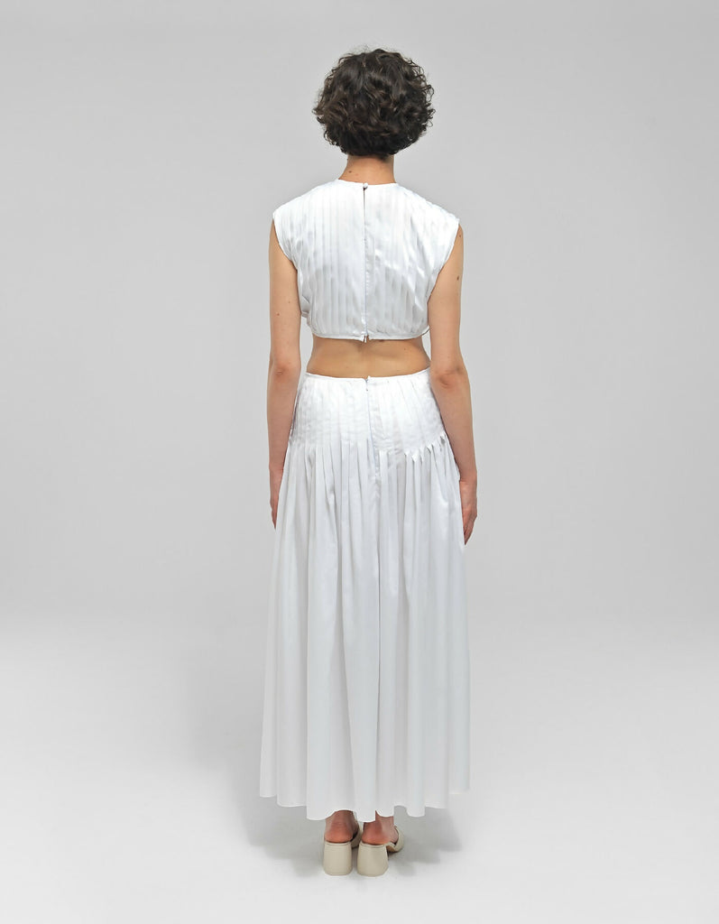 Ersin White Pleated Two Piece Dress