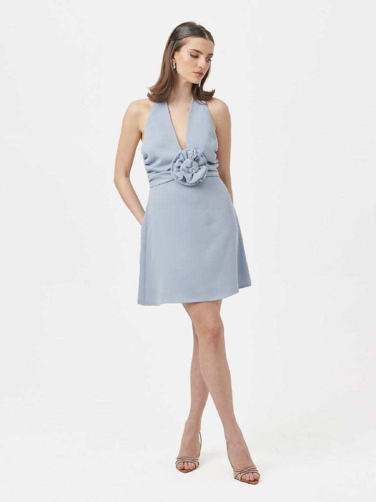 Rose Mini Dress- Light Blue