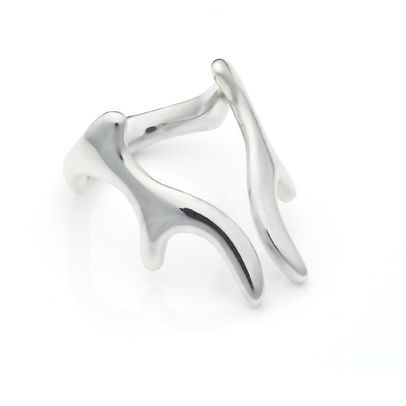 Antlers silver medium ring