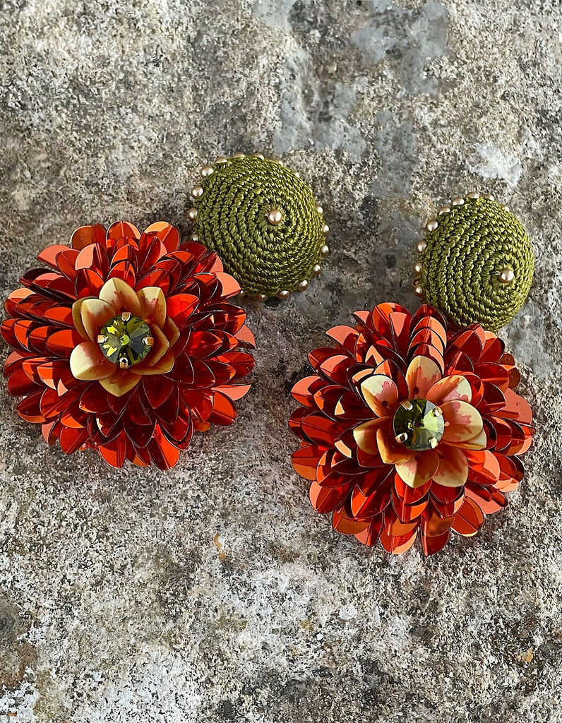 Dahlia Earrings Orange