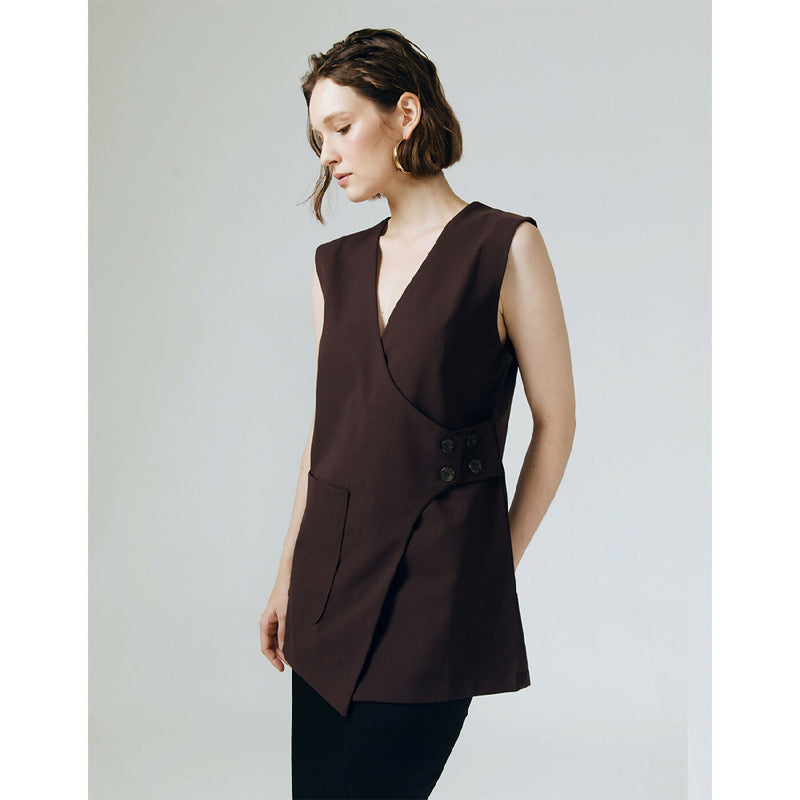 HELSEY DARK BROWN LOOSE VEST