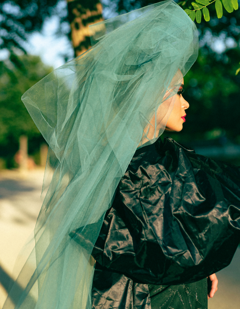 Blue Headband With Veil