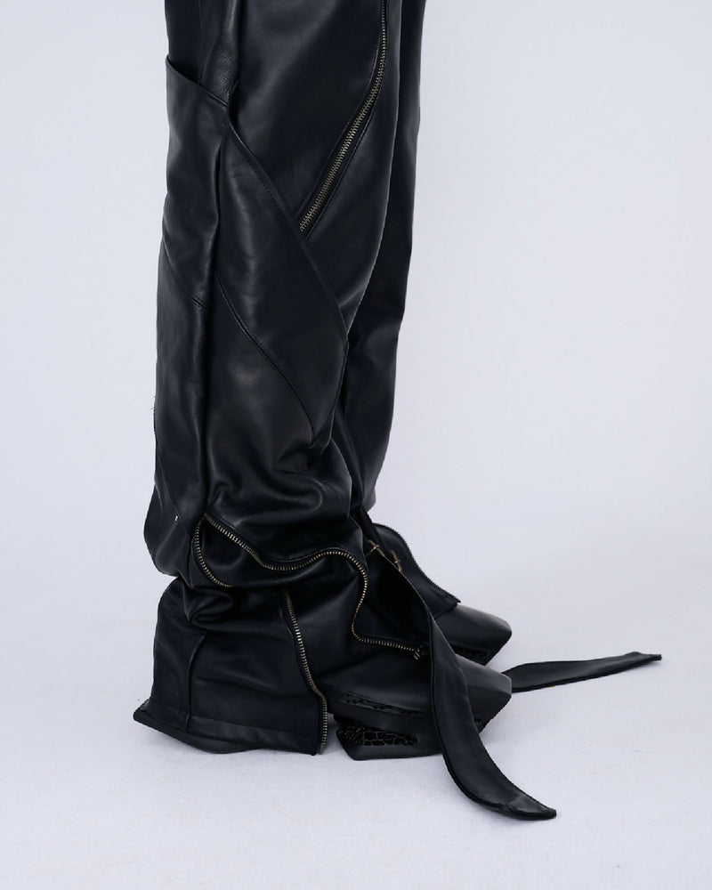 Men Leather Folded Pants