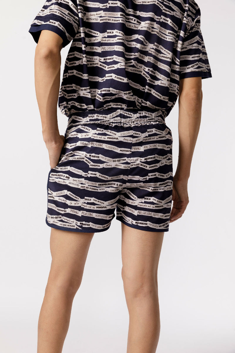 Printed curved hem shorts