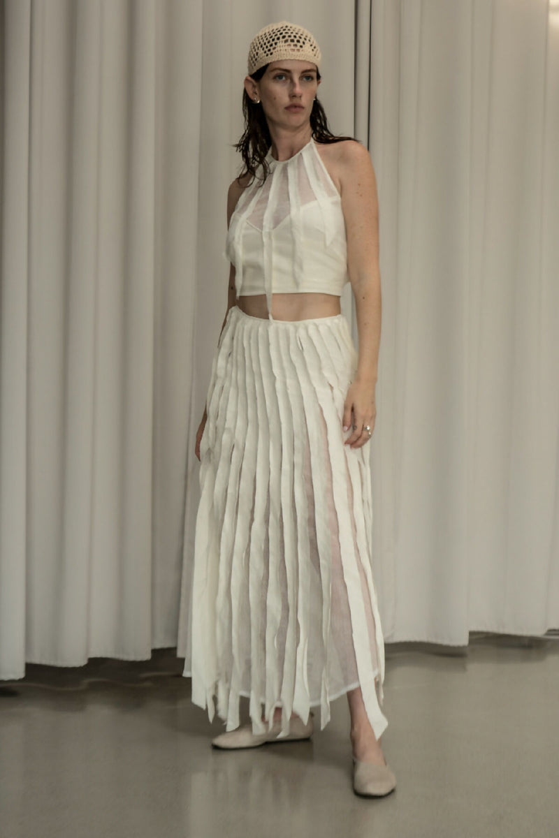 LAPSHA WHITE LINEN SKIRT