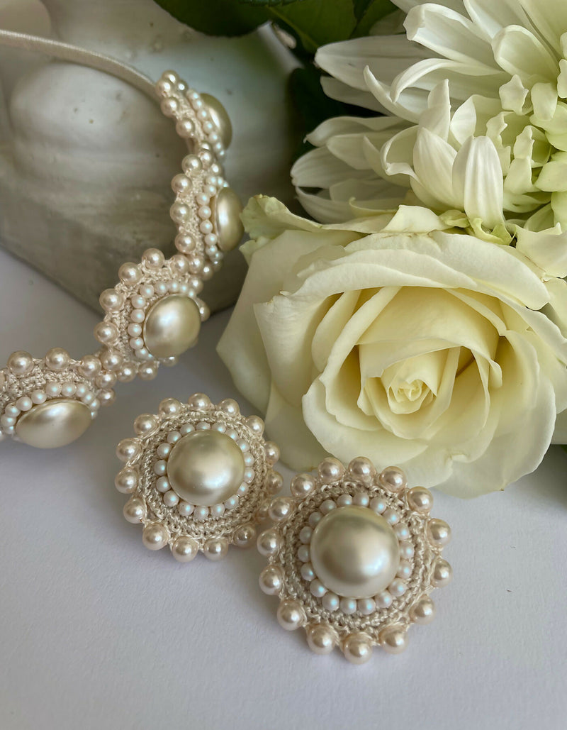 Cream Rose Pearl Studs