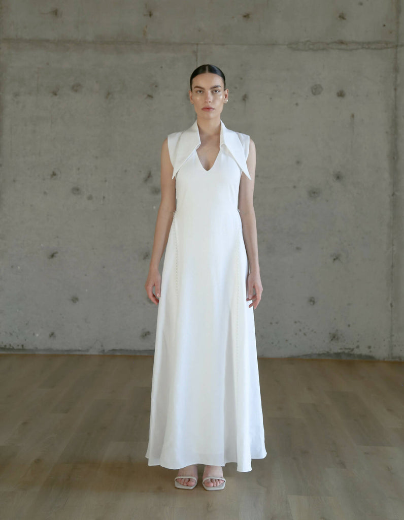 Amari Sleeveless White Linen Dress