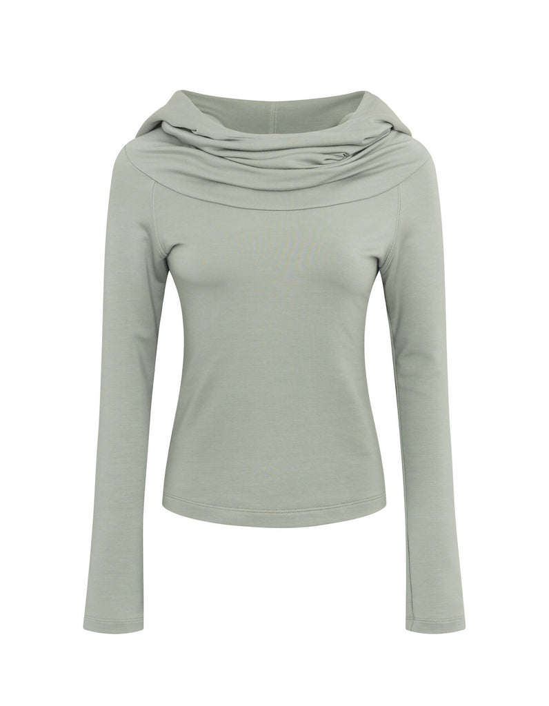 Cowl Neck Soft Slim Hoodie