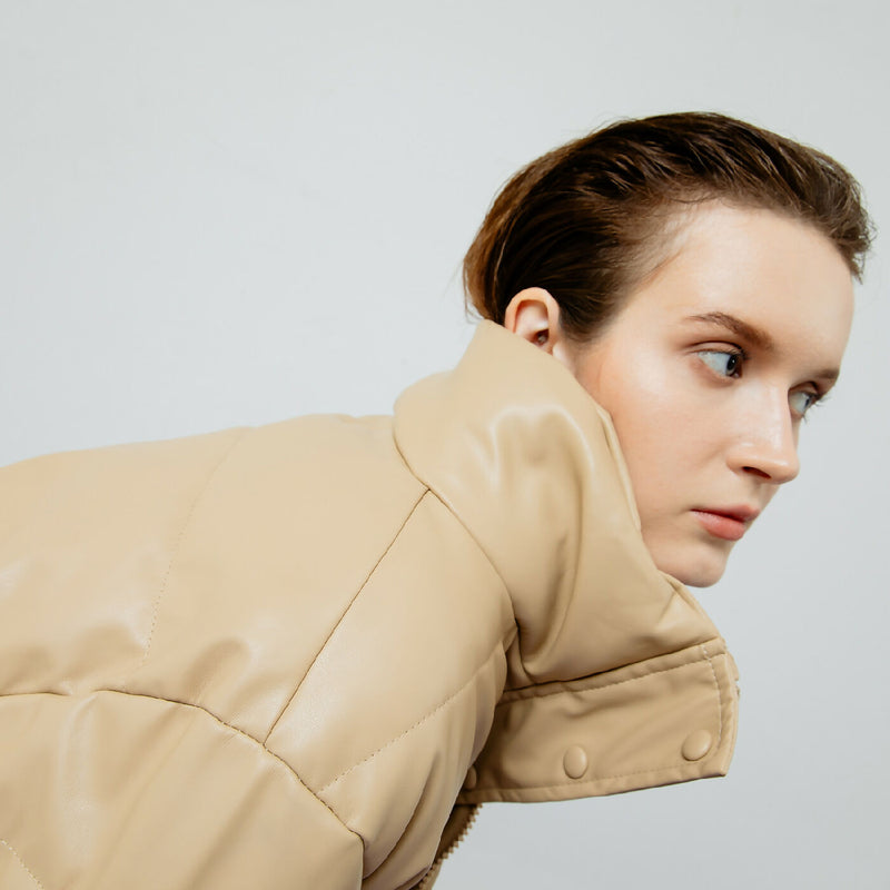 LYRA QUILTED CREME LEATHER JACKET 2