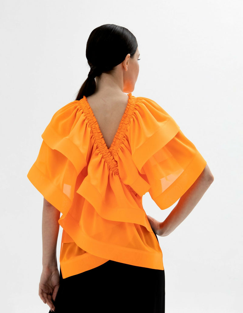 Cropped transformer voile silk cotton top-bolero