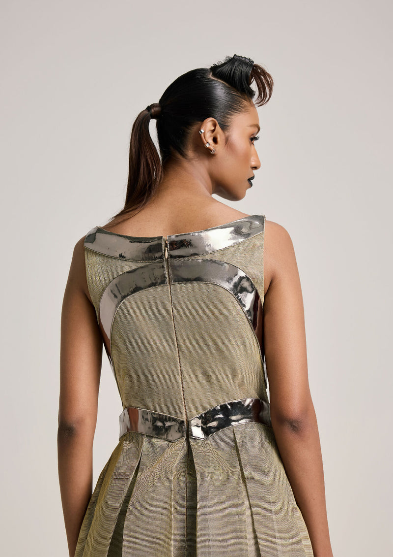 Metallic pleated Dress