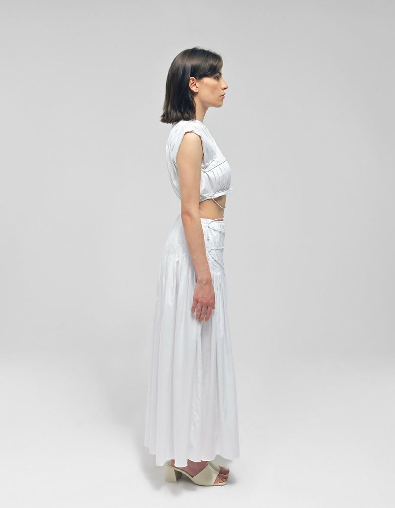 Ersin White Pleated Two Piece Dress