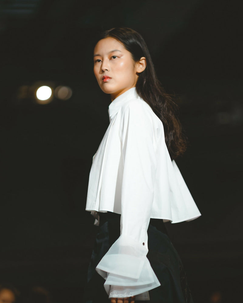 White organza cropped shirt