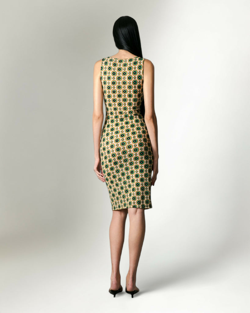 GILDED CIRCULAR MOTIF KNIT DRESS