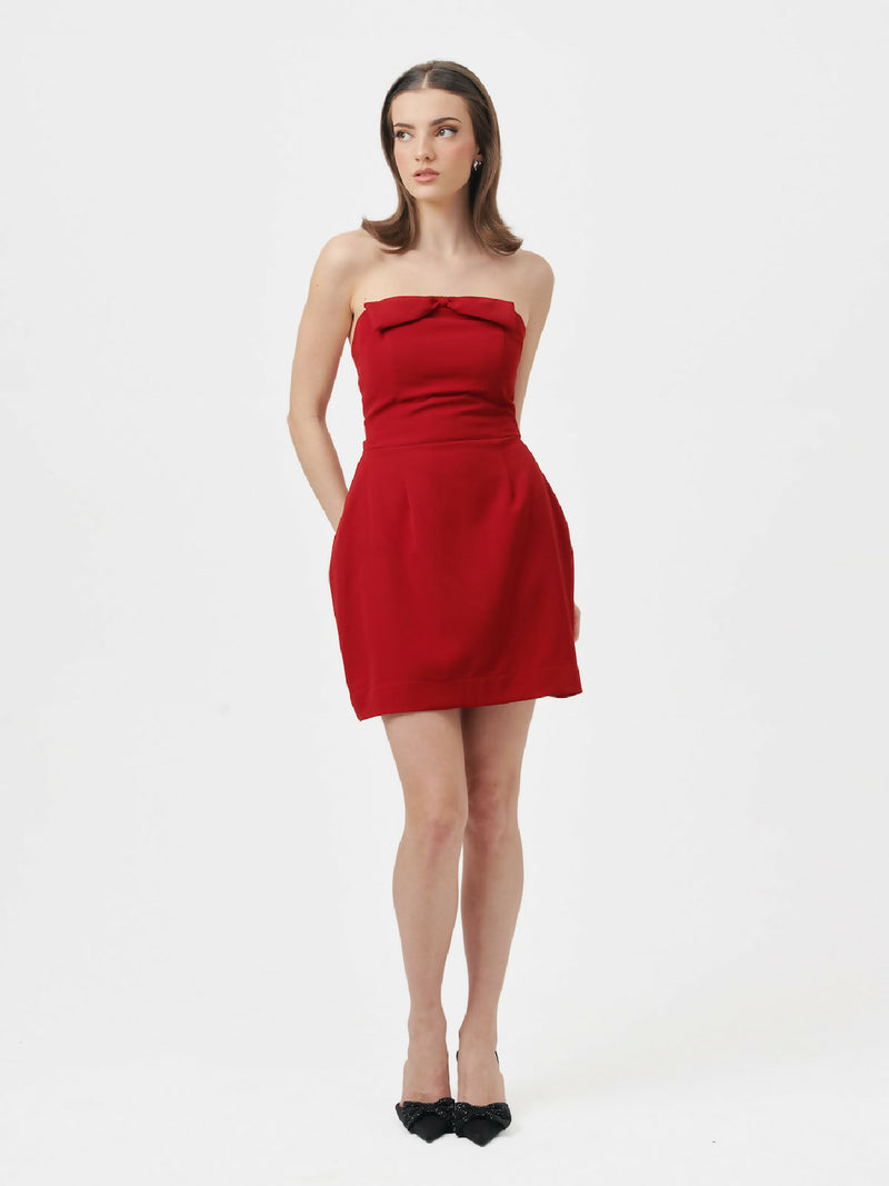 Barbi Mini Dress -Cherry Red