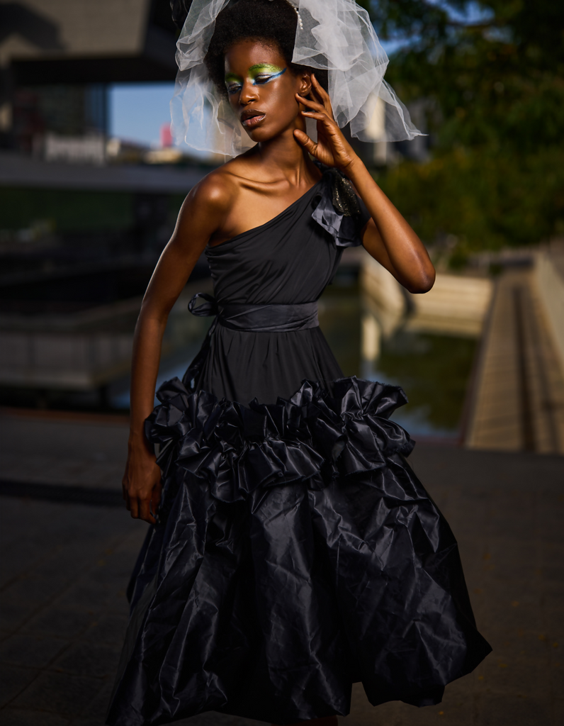 One Shoulder Black Dress