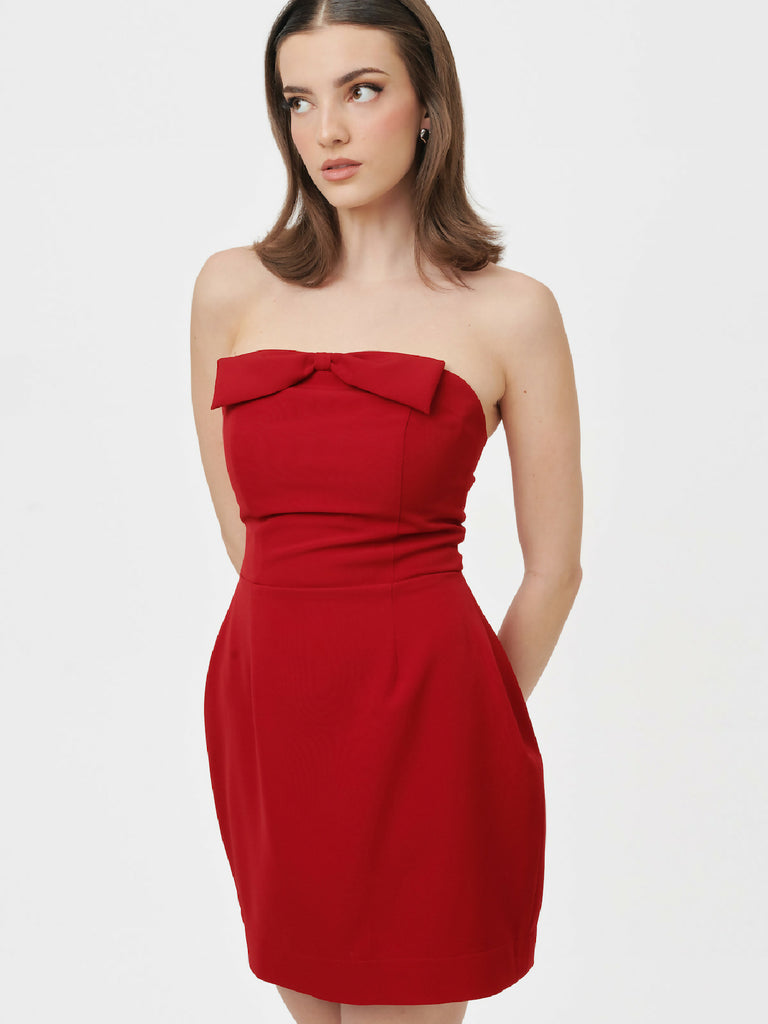 Barbi Mini Dress -Cherry Red