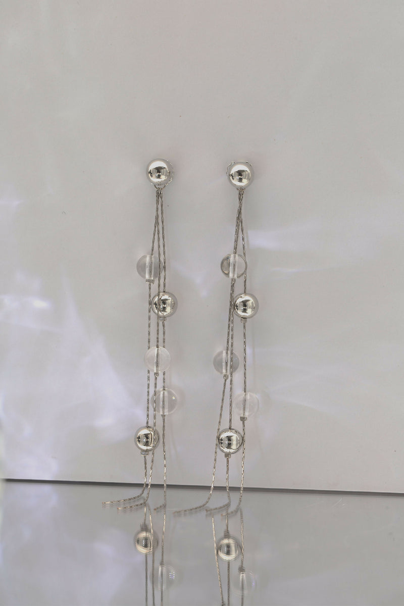 Crystal and Silver Bead Drop Earrings