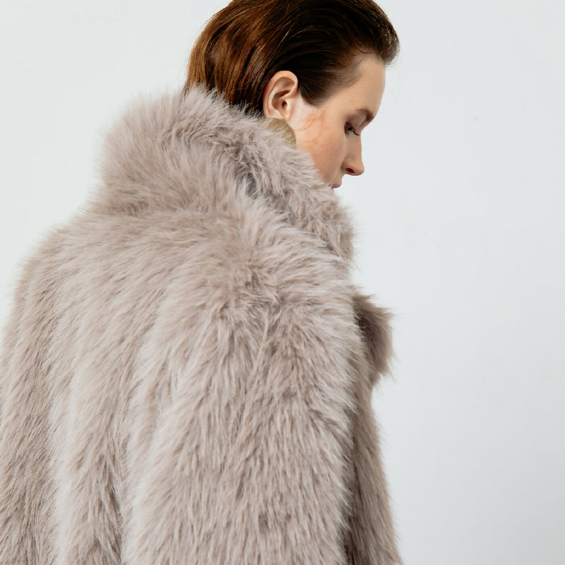 NICOLINE GREY FAUX FUR COAT OUTERWEAR 8