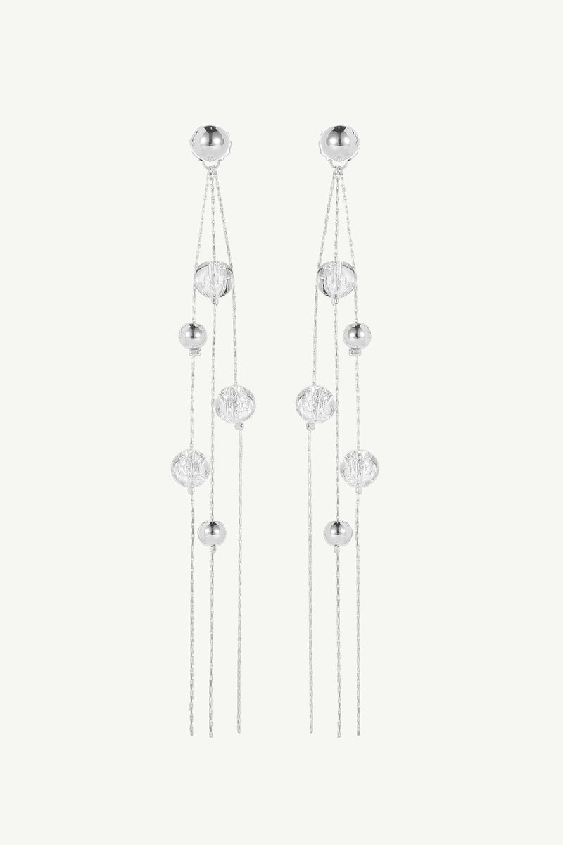 Crystal and Silver Bead Drop Earrings