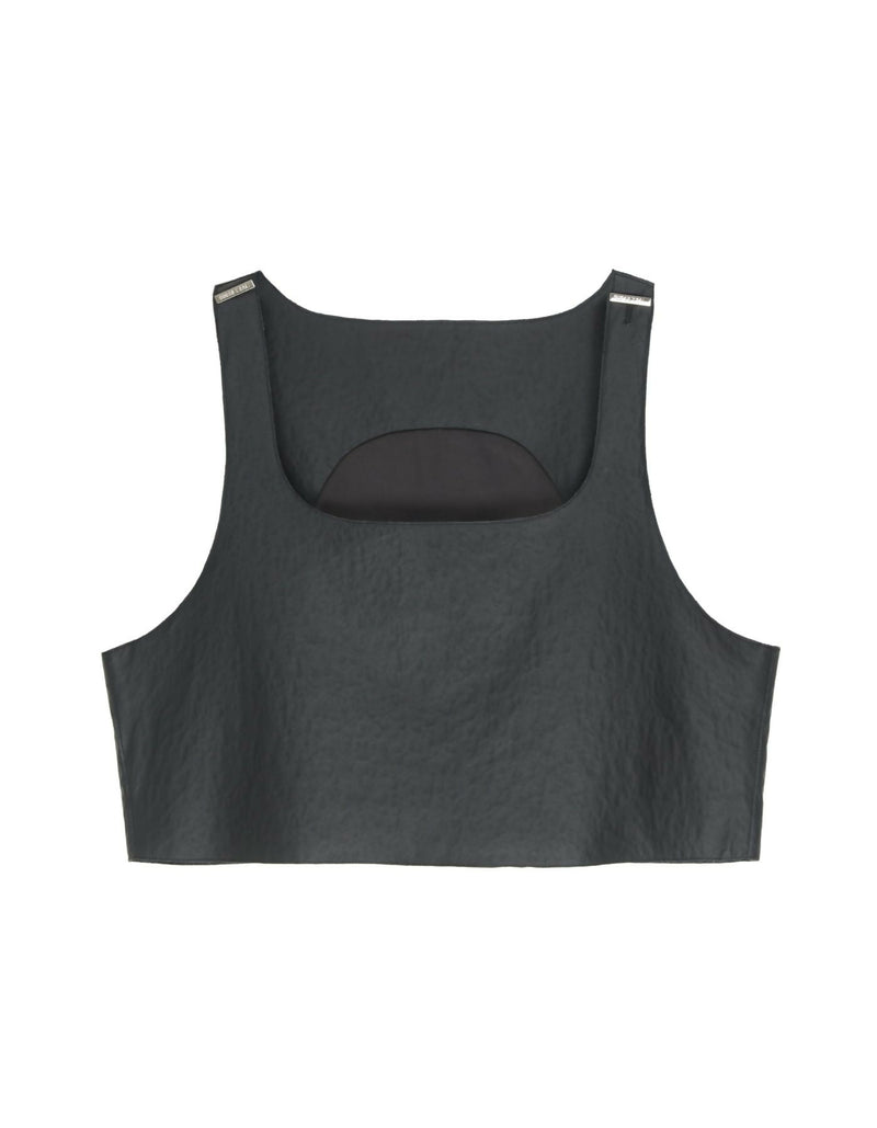 Black Vegan Leather Vest