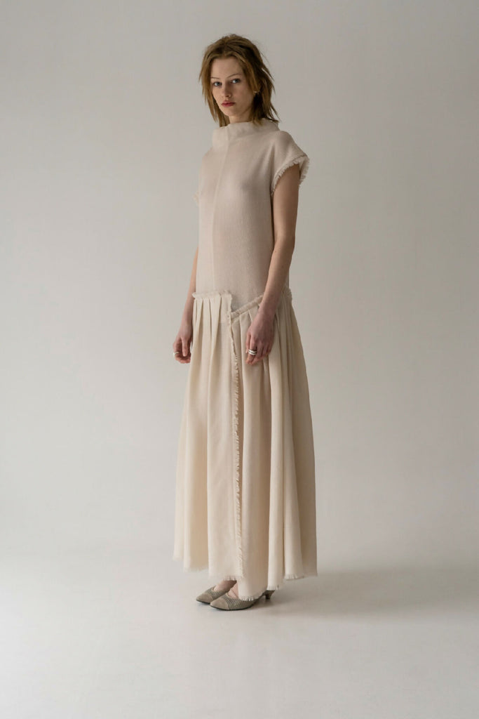 YERUSALIMKA CREAM WOOL DRESS