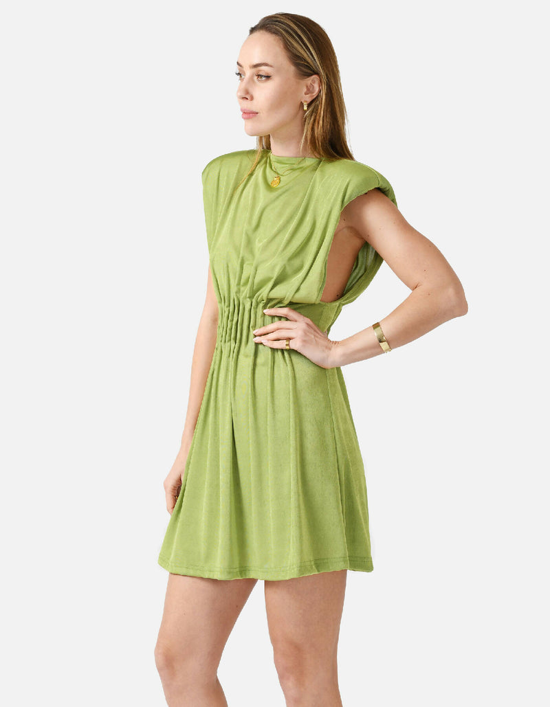 Evenfall Silky Mini Dress Green