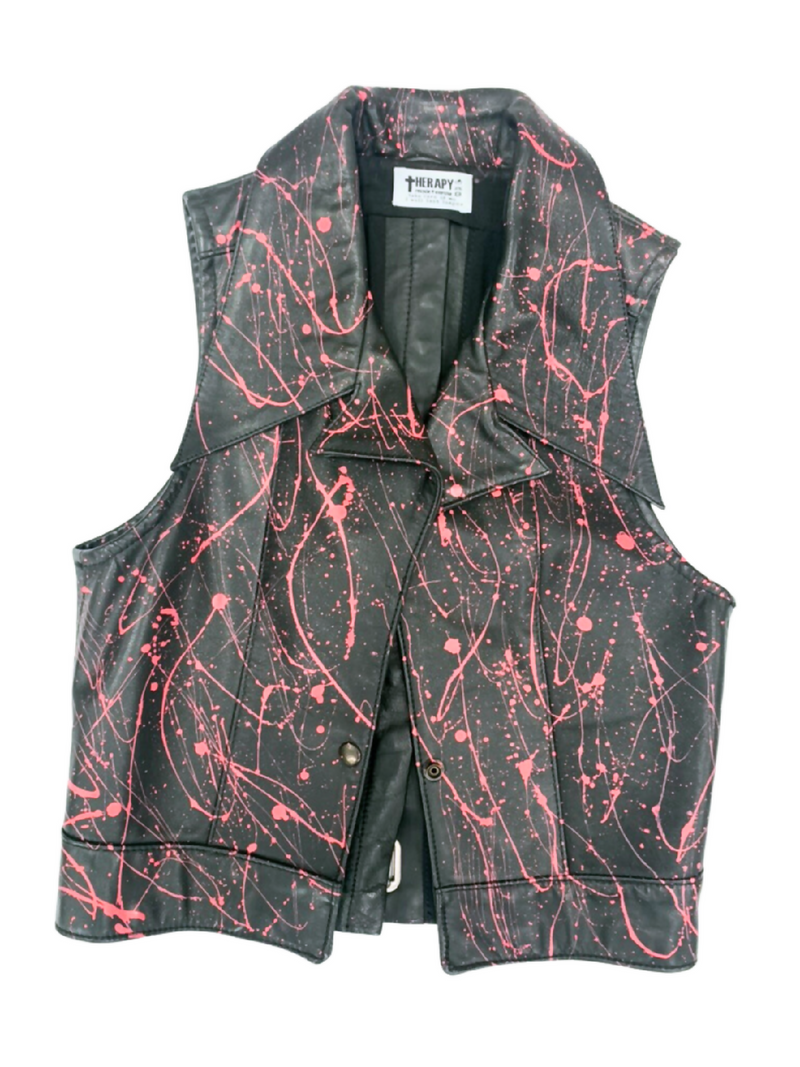 Pink Splatter Leather Vest