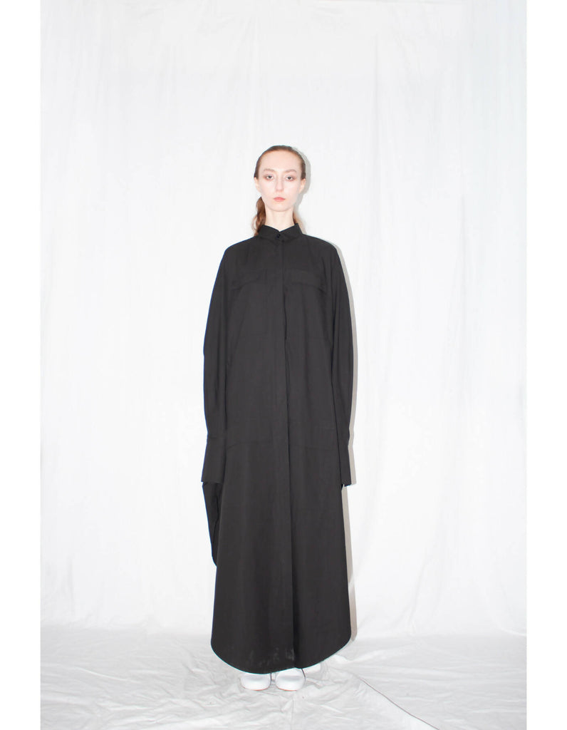 Black Elongated Cloak Shirt