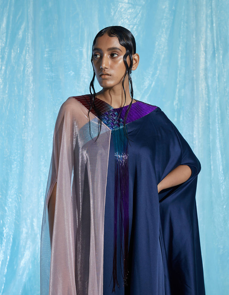 Satin and Lurex Glass Kaftan