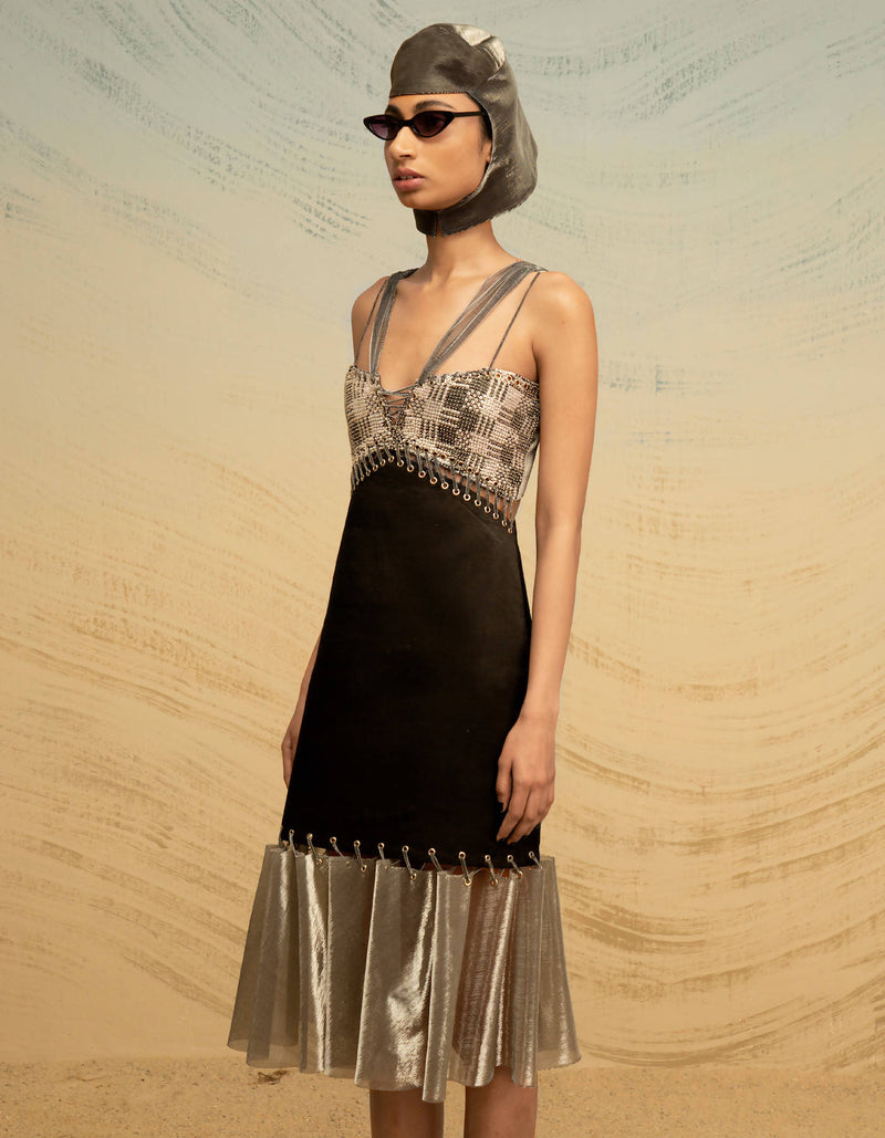 Geometric Sequin Dress with Rivets