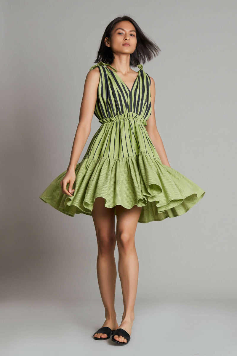 Lakeerein Green Frill Dress