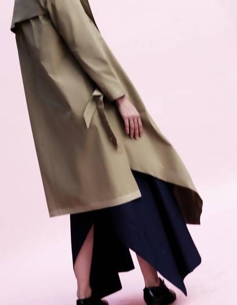 Origami Water Repellent Cotton Trench Coat / Khaki