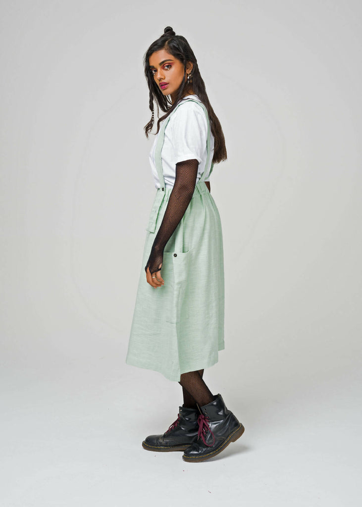 Mint Garden Dungaree Skirt