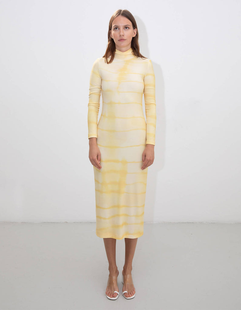 Yellow Tie Dye Turtleneck Dress